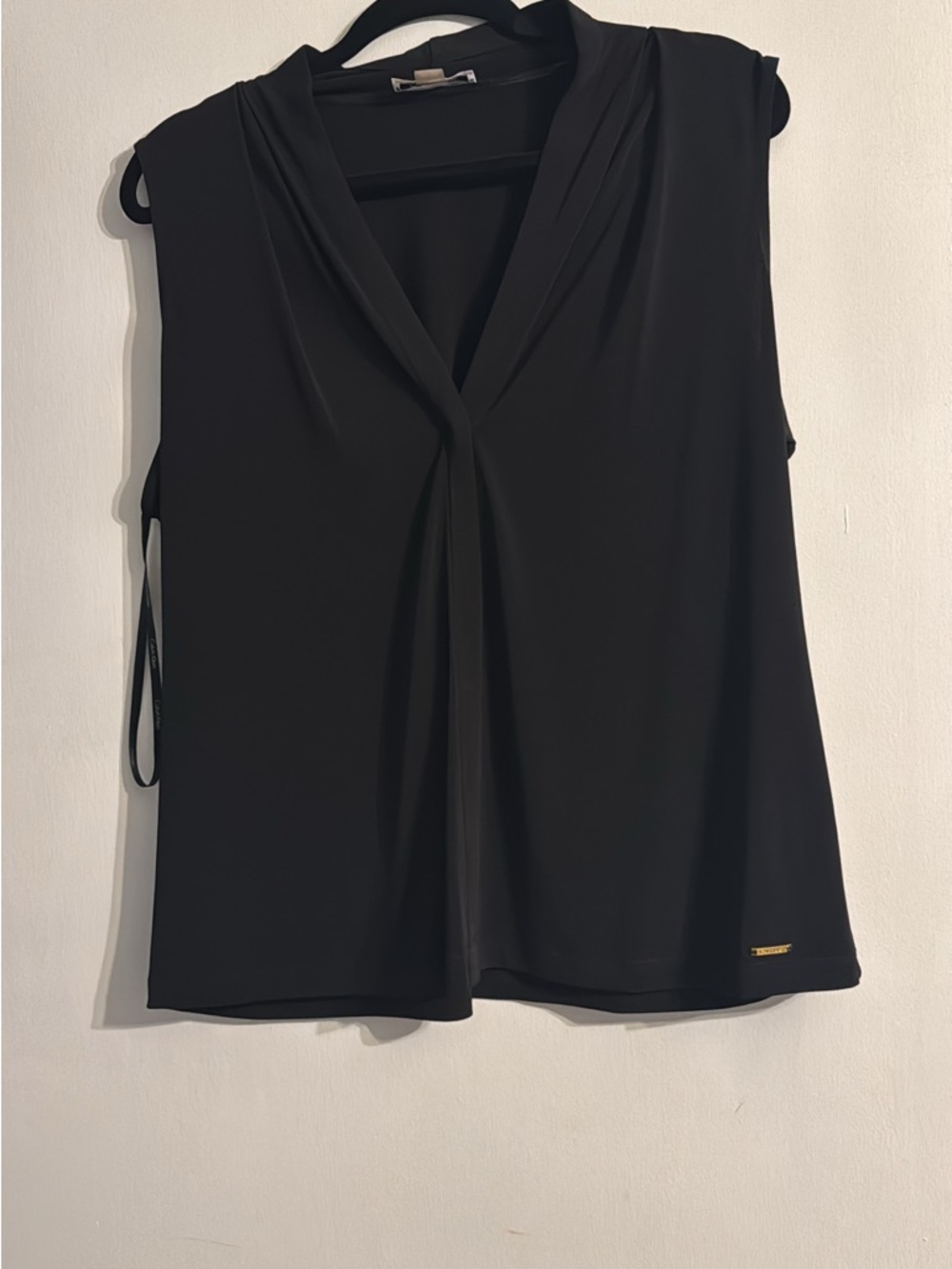 Sleeveless V-Neck Black Blouse